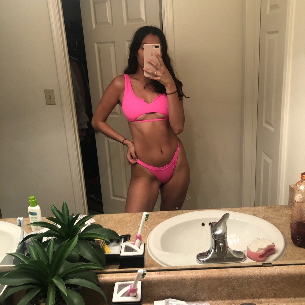 shein hot pink bikini